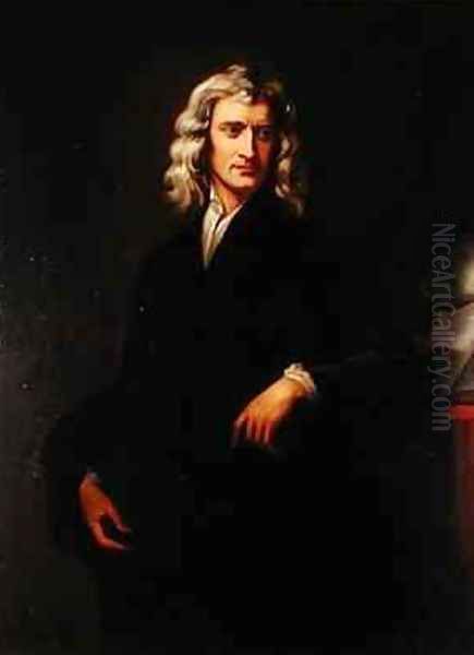 Portrait of Sir Isaac Newton 1642-1727 after an original painting by Sir Godfrey Kneller 1646-1723 Oil Painting by Goldschmit