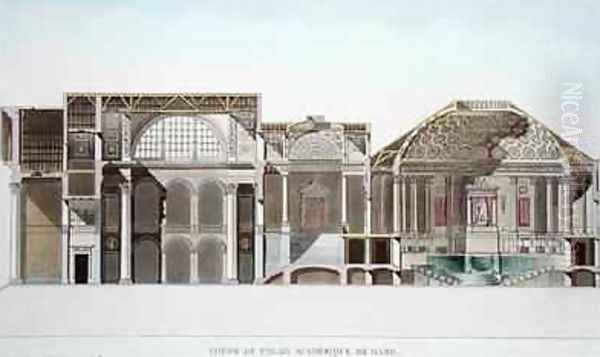 Cross Section of the Palais Academique at Ghent from Choix des Monuments Edifices et Maisons les plus remarquables du Royaume des Pays Bas Oil Painting by Pierre Jacques Goetghebuer