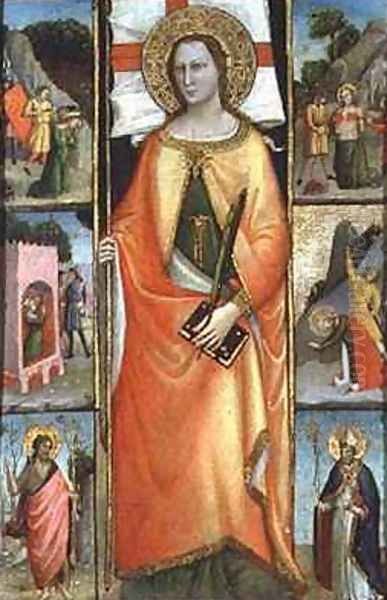 St Reparata with Scenes of Martyrdom and SS John the Baptist and Nicolas Oil Painting by Niccolo del Biondo Giovanni di