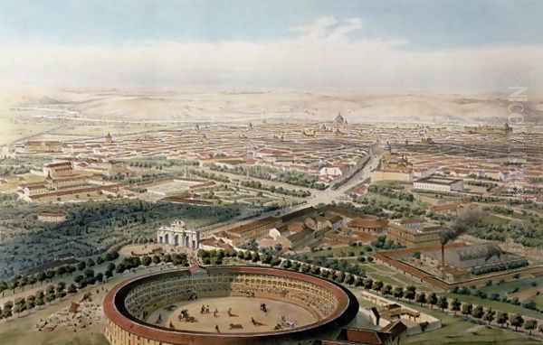 Aerial View of Madrid from the Plaza de Toros Oil Painting by Alfred Guesdon