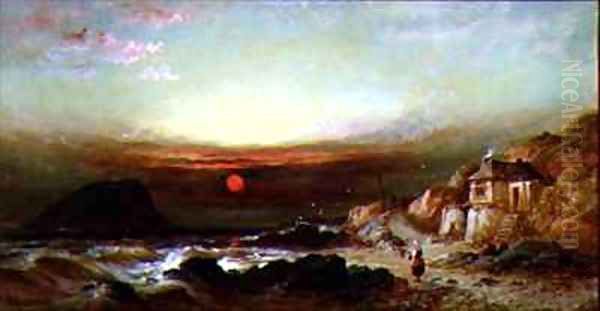 The Mewstone Rock from Wembury Oil Painting by William Gibbons