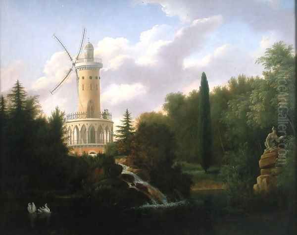 Windmill at the Folie Beaujon in Paris Oil Painting by Antoine Patrice Guyot