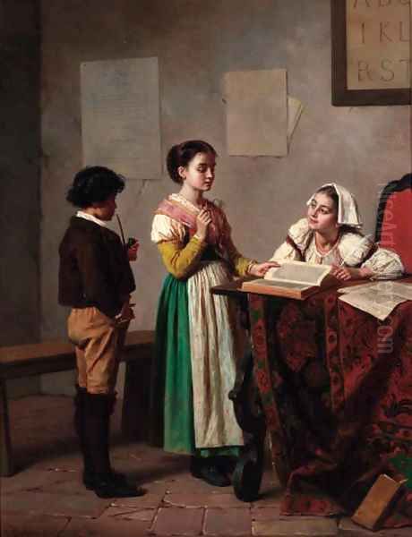 Impersonating the teacher Oil Painting by Gregorio Guglielmi