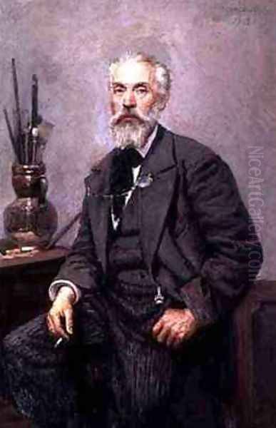 Portrait of Konstantin Apollonovich Savitsky 1844-1905 Oil Painting by Nikolai Karlovich Grandkovsky