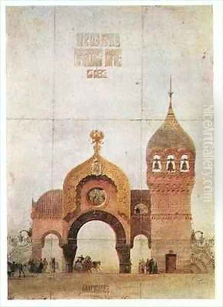 Sketch of a gate in Kiev one of the Pictures at an Exhibition Oil Painting by Viktor Aleksandrovich Gartman (Hartman)