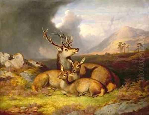 Highland Felicity Ben Lebrig in the Background Oil Painting by James William Giles