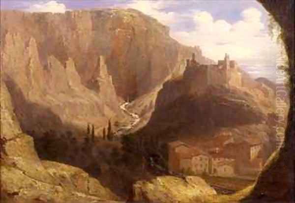 Hill Town in Italy Oil Painting by James William Giles