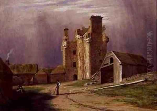 Tillycairn Castle Oil Painting by James William Giles