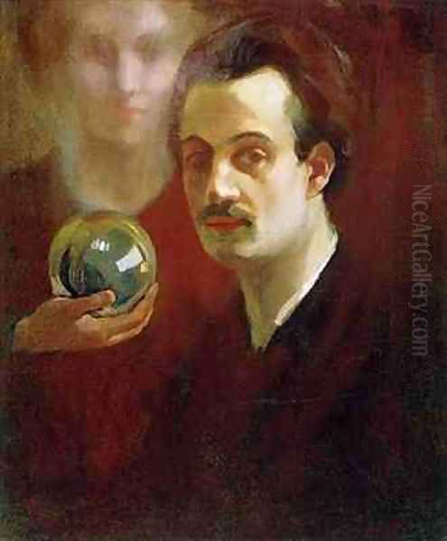 Self Portrait and Muse Oil Painting by Khalil Gibran