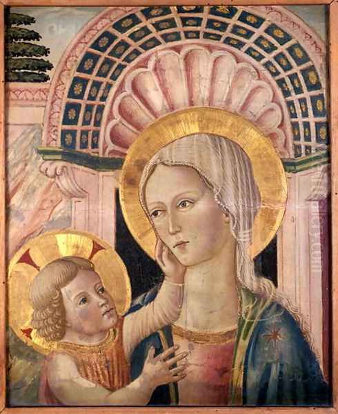 Madonna and Child in front of a scallop niche Oil Painting by Matteo da Gualdo