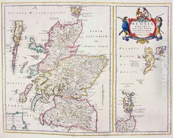 Map of Scotland Oil Painting by R. Gordon