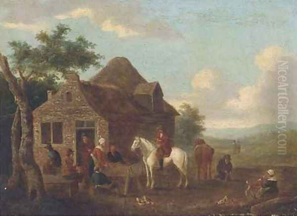 Travellers at halt by a cottage Oil Painting by Barent Gael