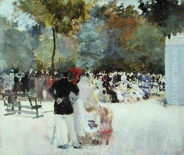 The Theatre de Guignol in the Jardin des Tuileries Oil Painting by Emile Antoine Guillier