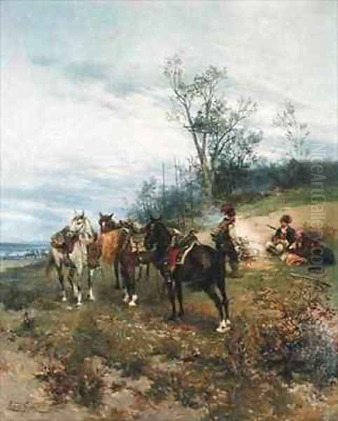 Grazing Oil Painting by Ludwick Gedleck