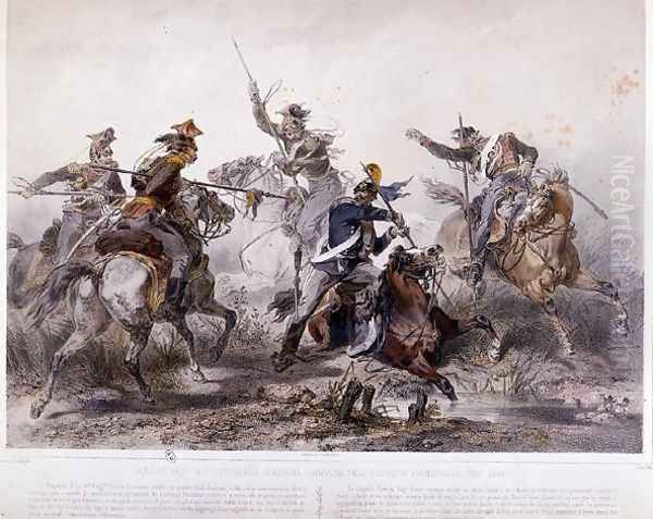 Heroic incident during the Piedmontese campaign of the Italian war of Independence in 1848 Oil Painting by Stanislas Grimaldi del Poggetto