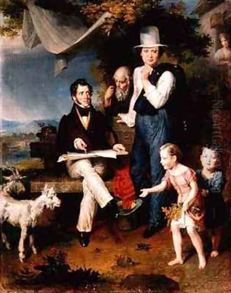 Group Portrait including the artist George Dawe 1781-1829 and a self portrait Oil Painting by Vasili (Wilhelm-August) Aleksandrovich Golike