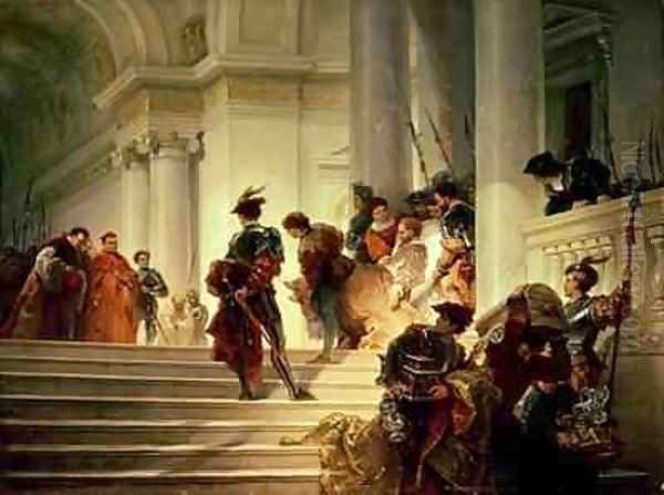 Cesare Borgia leaving the Vatican Oil Painting by Giuseppe-Lorenzo Gatteri