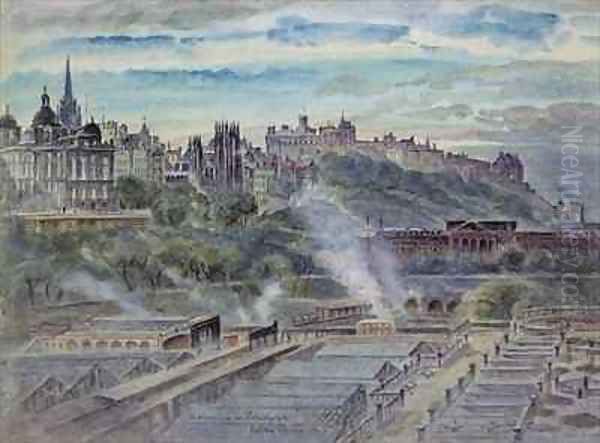 Edinburgh from near St Anthonys Chapel on the North west Shoulder of Arthurs Seat Oil Painting by John Gendall