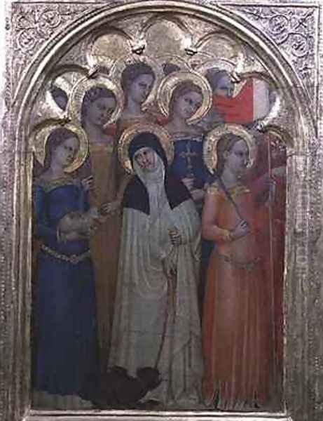 Predella panel of St Lucy with saints Oil Painting by Milano Giovanni da