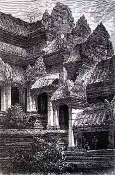 Angkor Wat showing the transition from the first to second floors Oil Painting by Gauchards, J.