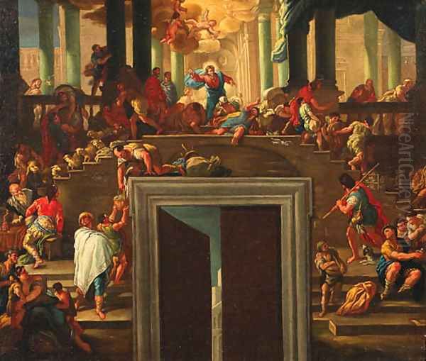 Christ Driving The Money Changers From The Temple Oil Painting by Luca Giordano