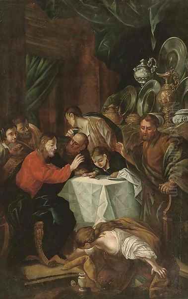 Christ at supper with Simon the Pharisee Oil Painting by Luca Giordano