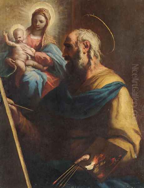 Saint Luke painting the Madonna and Child Oil Painting by Luca Giordano