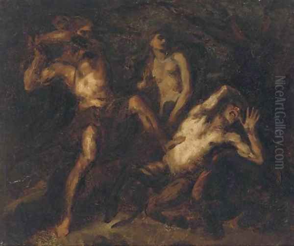 Two satyrs in combat by Luca Giordano