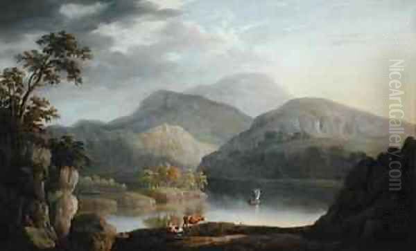 A Lakeland Landscape Oil Painting by Joseph Francis Gilbert