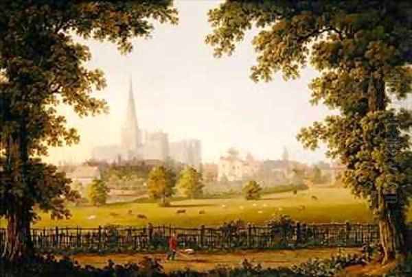 Chichester Cathedral Oil Painting by Joseph Francis Gilbert