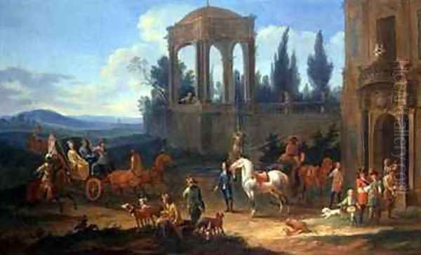 A Ride in the Country Oil Painting by Johann Andreas Graff