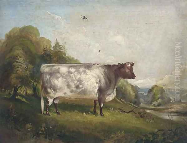 Princess, a prize bull in a landscape Oil Painting by Maxim Gauci