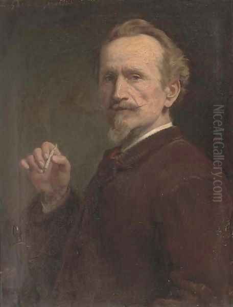 A Whiff, self-portrait of the artist Oil Painting by Ernest Gustave Girardot