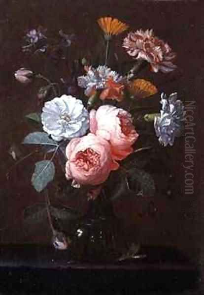 Still Life of Roses Carnations and Other Flowers Oil Painting by Jan Pauwel II the Younger Gillemans