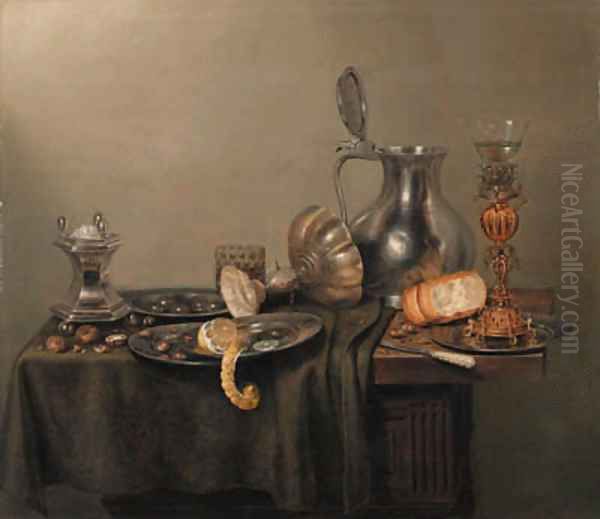 A silver salt-cellar and upturned tazza by Willem Gabron