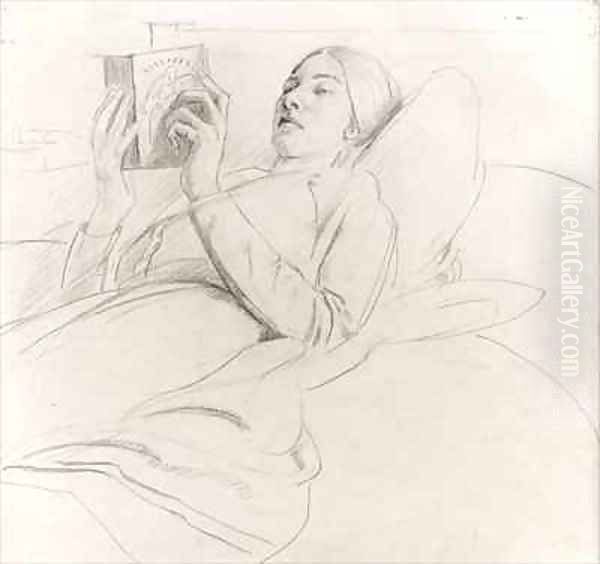 Portrait of Winifred Knights 1899-1947 reading Oil Painting by Colin Unwin Gill