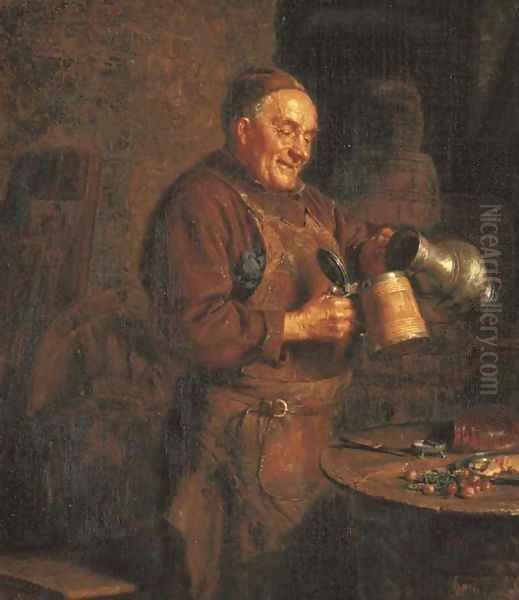 The Evening Meal Oil Painting by Eduard Von Gruttzner