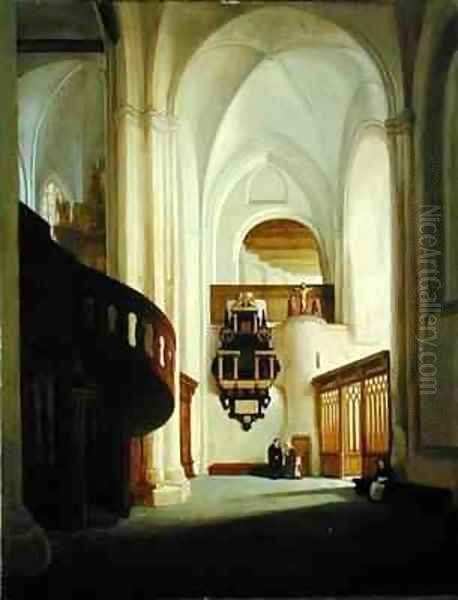 Interior of the St Nicholas Church Oil Painting by Johann Martin Gensler