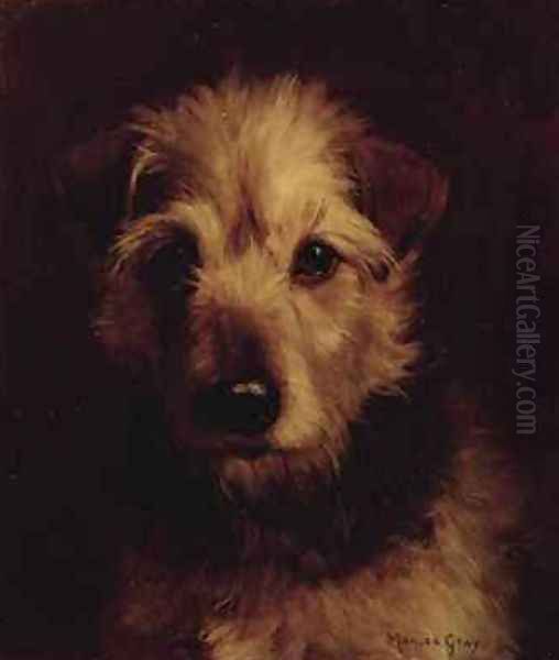 Portrait of a Terrier Oil Painting by Monica Gray