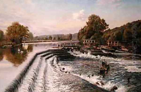 Boulters Weir Old Windsor Oil Painting by Walter H. Goldsmith