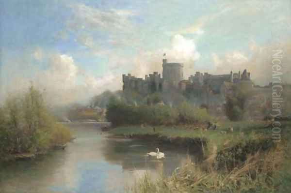 Windsor Castle from the Thames Oil Painting by Walter H. Goldsmith