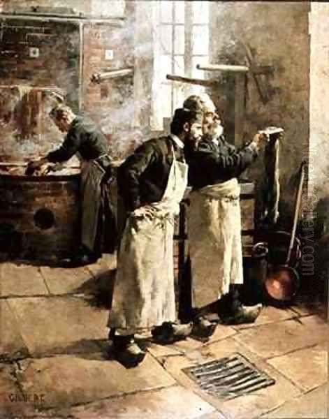 Dyeing workshop in the Gobelins Oil Painting by Rene Joseph Gilbert