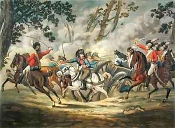 English Light Horse Attacking French Artillery Oil Painting by Gessner, Conrad