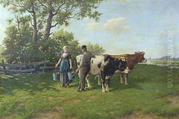 A country romance Oil Painting by Adriaan Marinus Geijp