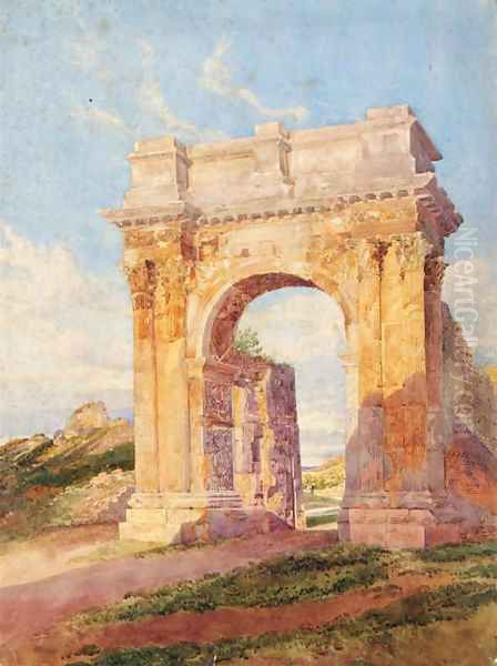 A triumphal arch in the Roman campagna Oil Painting by Arthur Glennie