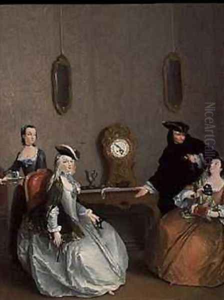 Group Preparing to go to a Masked Ball Oil Painting by Giuseppe Gobbis