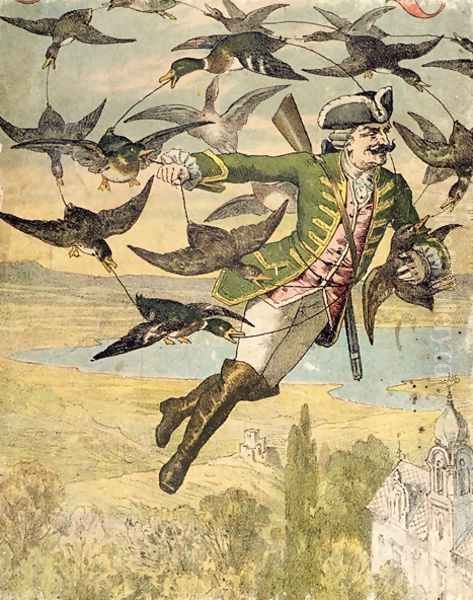 Illustration from The Adventures of Baron Munchausen Leipzig Oil Painting by Gustave Gutknecht