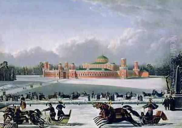 Sleigh Race at the Petrovsky Park in Moscow Oil Painting by Golitsyn