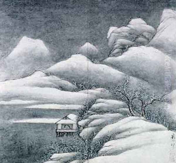 Snow covered landscape from an album of The Four Seasons Oil Painting by Xian Gong