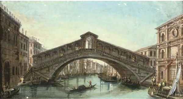 The Rialto Bridge, Venice Oil Painting by Giacomo Guardi